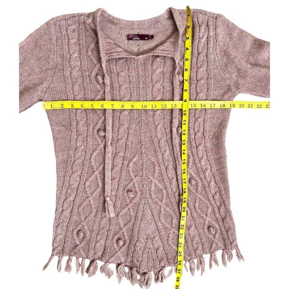 PrAna Cable Knit Fringe Boho Sweater Mauve Medium - Picture 9 of 9